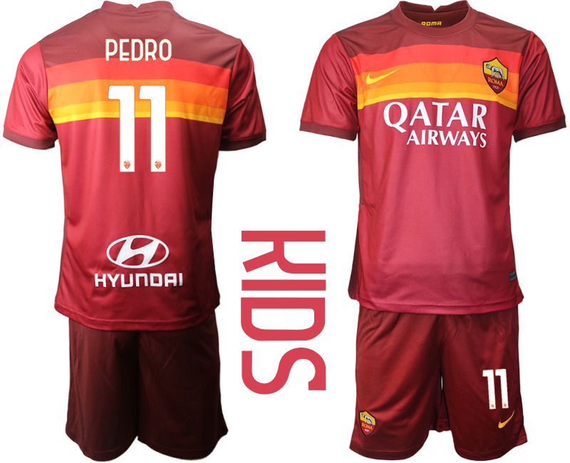 Cheap Youth 2020-2021 club AS Roma home 11red Soccer Jerseys